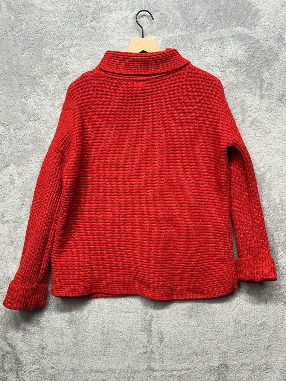 Pilcro Red Chunky Knit Turtleneck Sweater Small Cropped Cozy Textured Winter - Picture 4 of 11